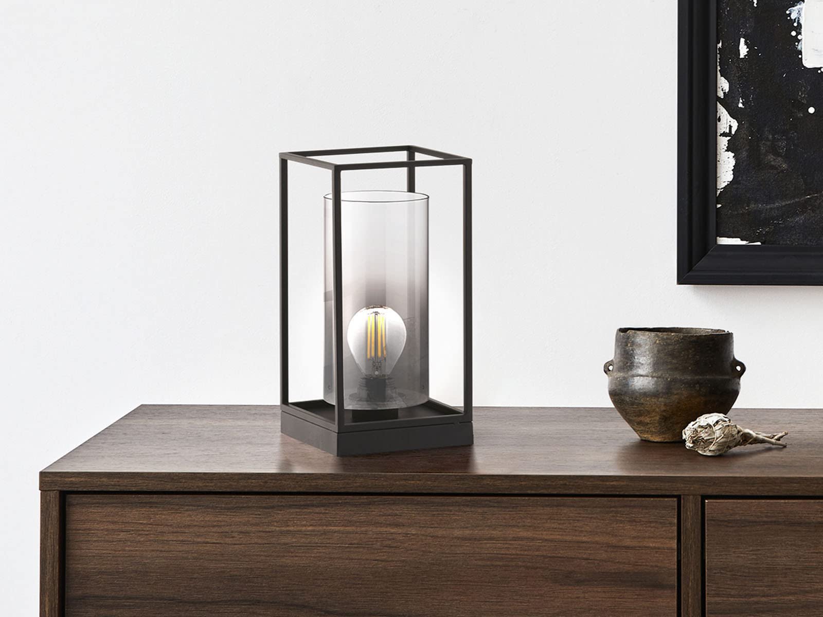 Настільна лампа Мала Димчасте скло LED 30 см Чорна, фото №2