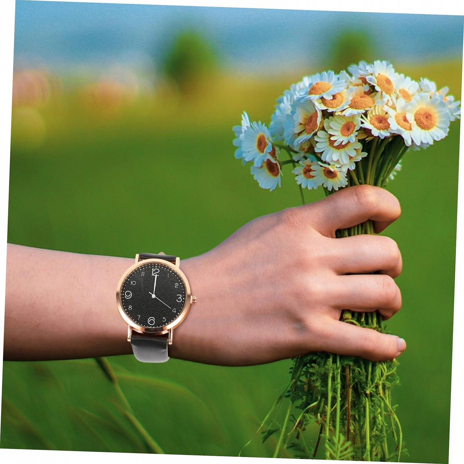 Женские часы PartyKindom Стильные Минималистичные Аналоговые Часы с Кожаным Ремешком, фото №3 Женские часы PartyKindom Стильные Минималистичные Аналоговые Часы с Кожаным Ремешком, фото №3