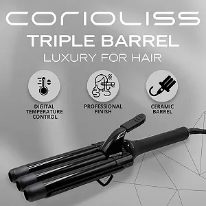Тройная плойка для волос Corioliss 3 Barrels для крупных волн с регулируемой температурой synthetic.ua - Фото 1