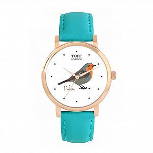 Женские часы Toff London Птица Робин 38 мм Водонепроницаемые 3ATM Кварцевый механизм - Фото 1
