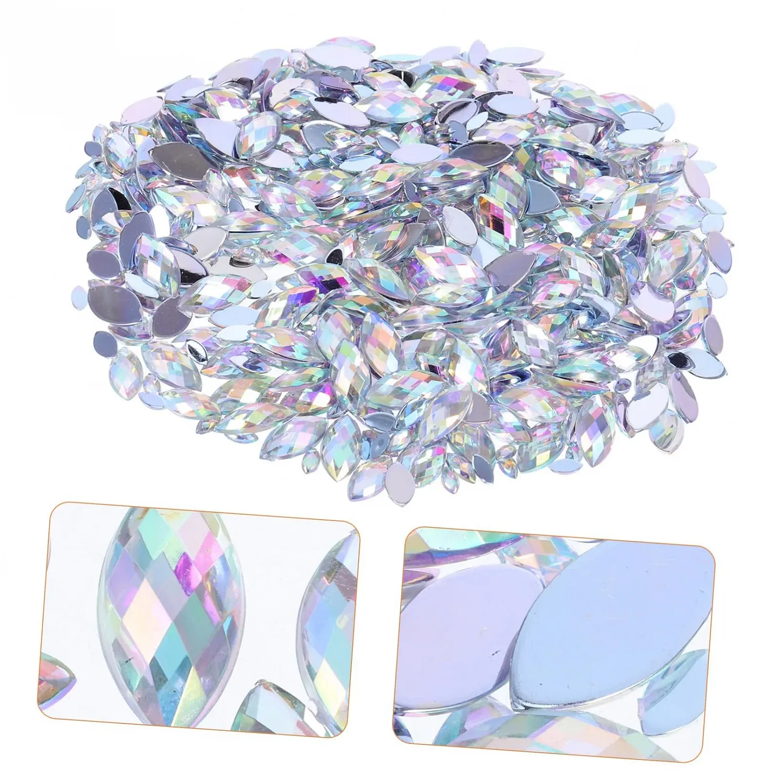 Стразы Акриловые PLAFOPE Форма Конского Глаза 600 шт. Разноцветные, фото №7