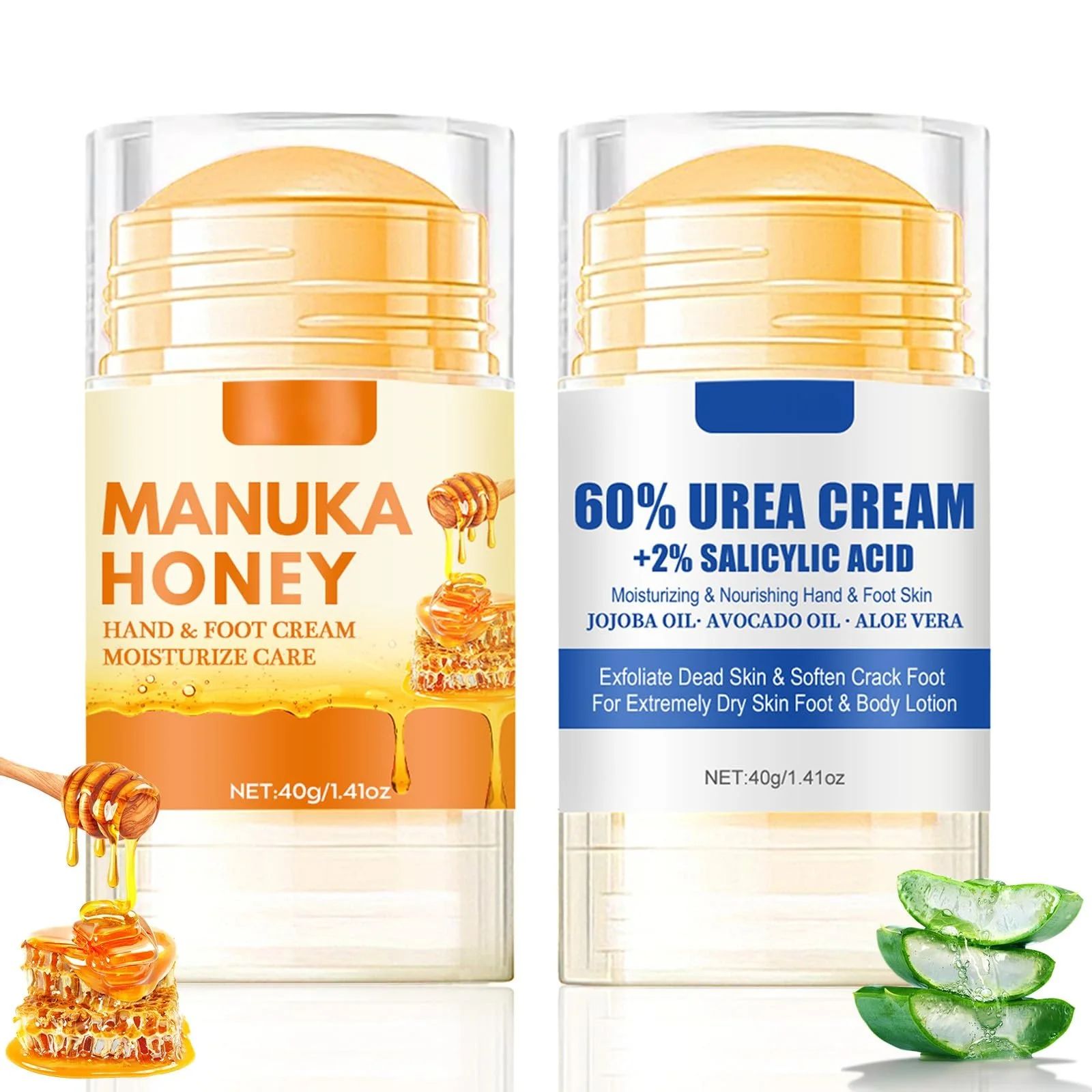 Крем для ног Urea Foot Cream Hydrating and Anti-Cracking увлажняющий против трещин с мочевиной 60% и медом (Упаковка 2 шт), фото №1