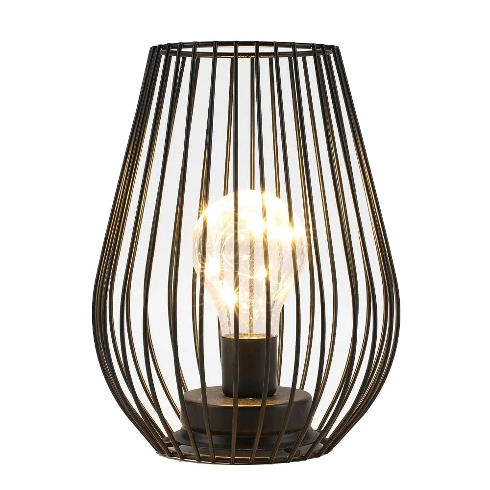 Настільна лампа TRIROCKS Battery Operated Metal Cage 21 cm Чорна, фото №5