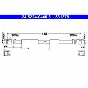 Тормозной шланг ATE 24.5224-0440.3 для VAG, передний мост - Фото 1