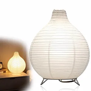 Настільна лампа з рисового паперу креативна мінімалістична 24 x 23 см Біла - Фото 1