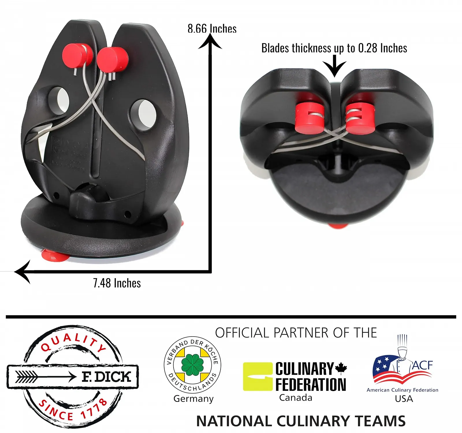 Точилка для ножей F. DICK Rapid Steel Action 9009200 со стержнями и присоской, фото №2