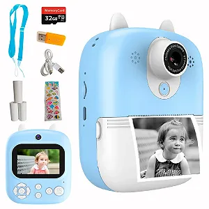 Цифровая камера мгновенной печати для детей Lacosvi 12 MP 1080p IPS 2.4" SD 32 GB Голубая - Фото 1