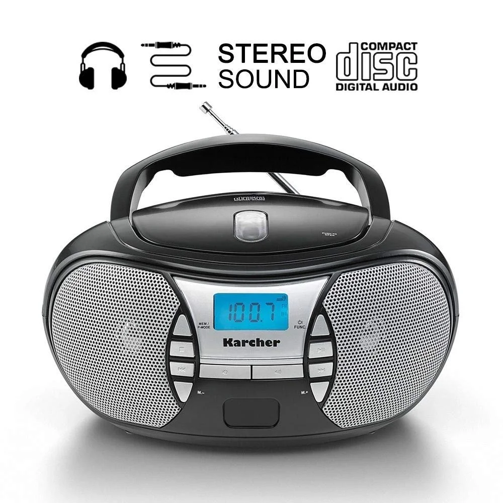 Портативний CD-радіоприймач Karcher RR 5025-B (FM-радіо, живлення від батареї/мережі, AUX-вхід) чорний, фото №2 Портативний CD-радіоприймач Karcher RR 5025-B (FM-радіо, живлення від батареї/мережі, AUX-вхід) чорний, фото №2