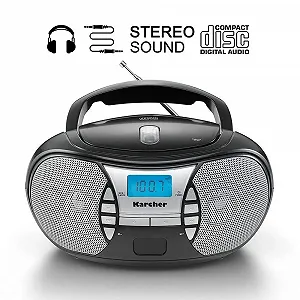 Портативний CD-радіоприймач Karcher RR 5025-B (FM-радіо, живлення від батареї/мережі, AUX-вхід) чорний synthetic.ua - Фото 1