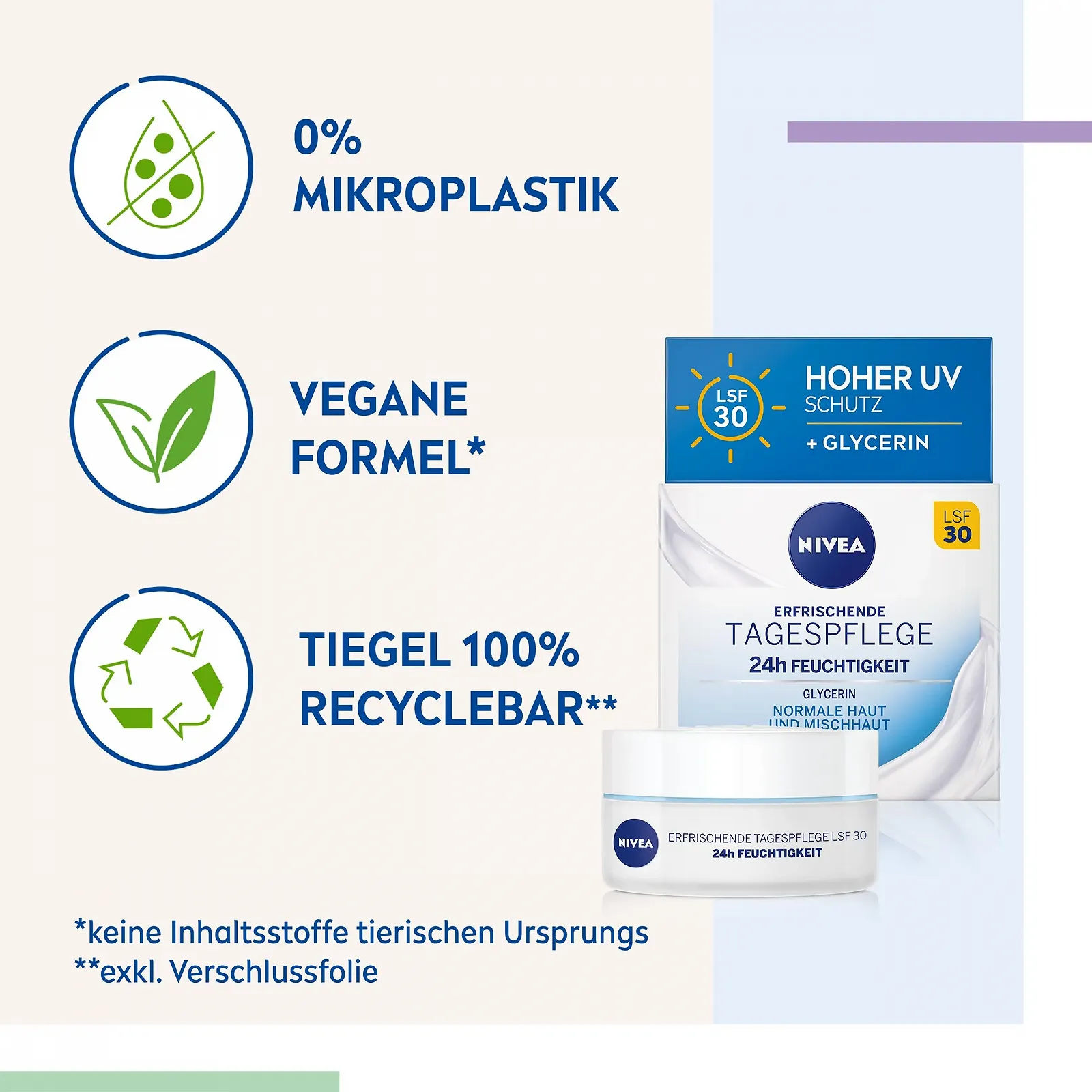 Денний крем для обличчя Nivea Essentials 24год зволоження для нормальної та комбінованої шкіри SPF 30 50 мл, фото №5