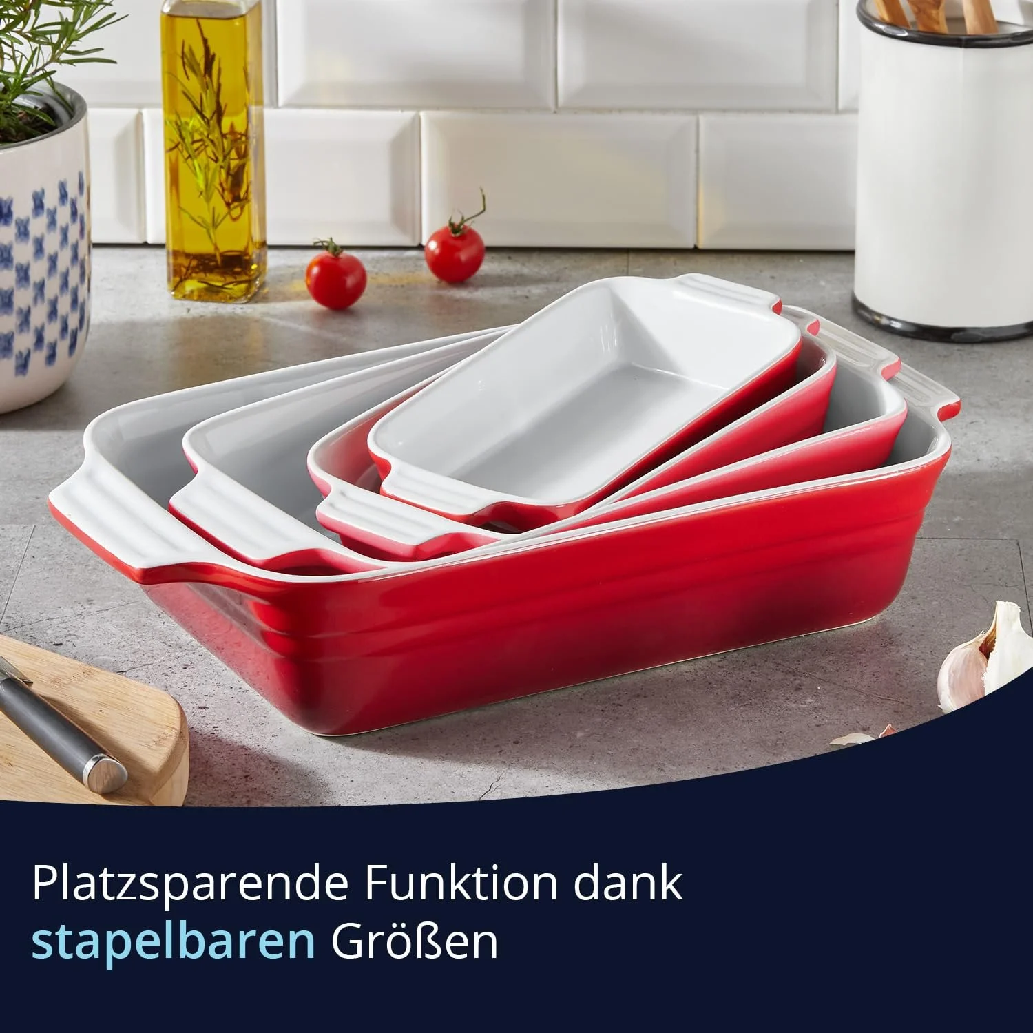 Форма для запікання KHG 34 см 1.75 л прямокутна керамічна Червона, фото №7