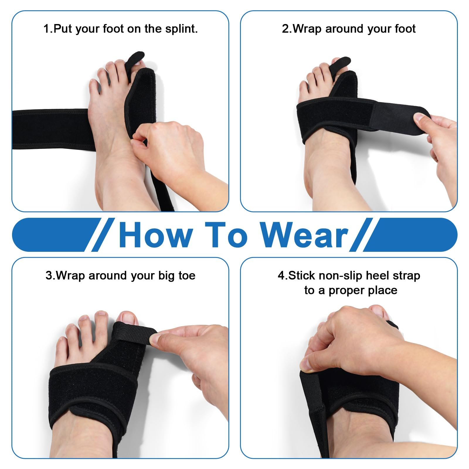 Шина для коррекции Hallux Valgus, 2 силиконовых разделителя для большого пальца ноги, корректор буниона, нескользящий набор для коррекции буниона для дня и ночи, универсальный размер для мужчин и женщин, фото №6 Шина для коррекции Hallux Valgus, 2 силиконовых разделителя для большого пальца ноги, корректор буниона, нескользящий набор для коррекции буниона для дня и ночи, универсальный размер для мужчин и женщин, фото №6