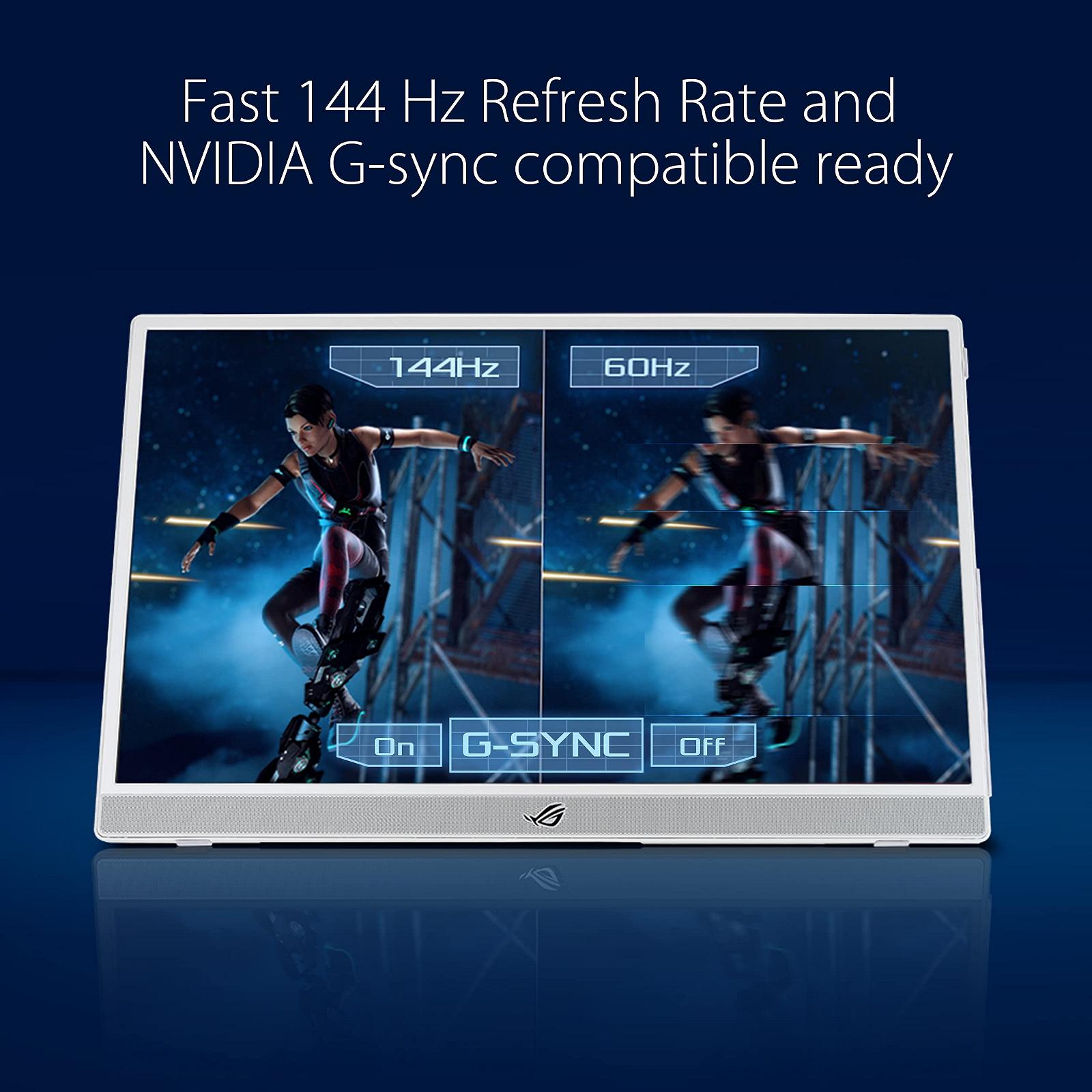 Монітор ASUS ROG Strix XG16AHPE-W 39,62 см (15,6 дюйма) Портативний Ігровий FHD 144 Гц IPS Панель NVIDIA G-SYNC Сумісний USB Type-C micro HDMI 3ms Білий, фото №5 Монітор ASUS ROG Strix XG16AHPE-W 39,62 см (15,6 дюйма) Портативний Ігровий FHD 144 Гц IPS Панель NVIDIA G-SYNC Сумісний USB Type-C micro HDMI 3ms Білий, фото №5