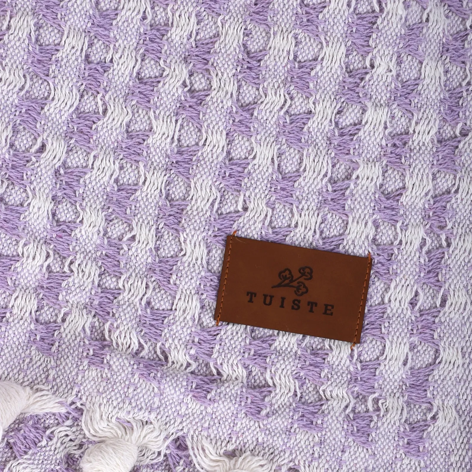 Покрывало Tuiste Premium Double 200 x 230 см, Фиолетовая Лаванда, Легкое летнее вафельное, Накидка на кровать, Плед для дивана, Хлопок, фото №3