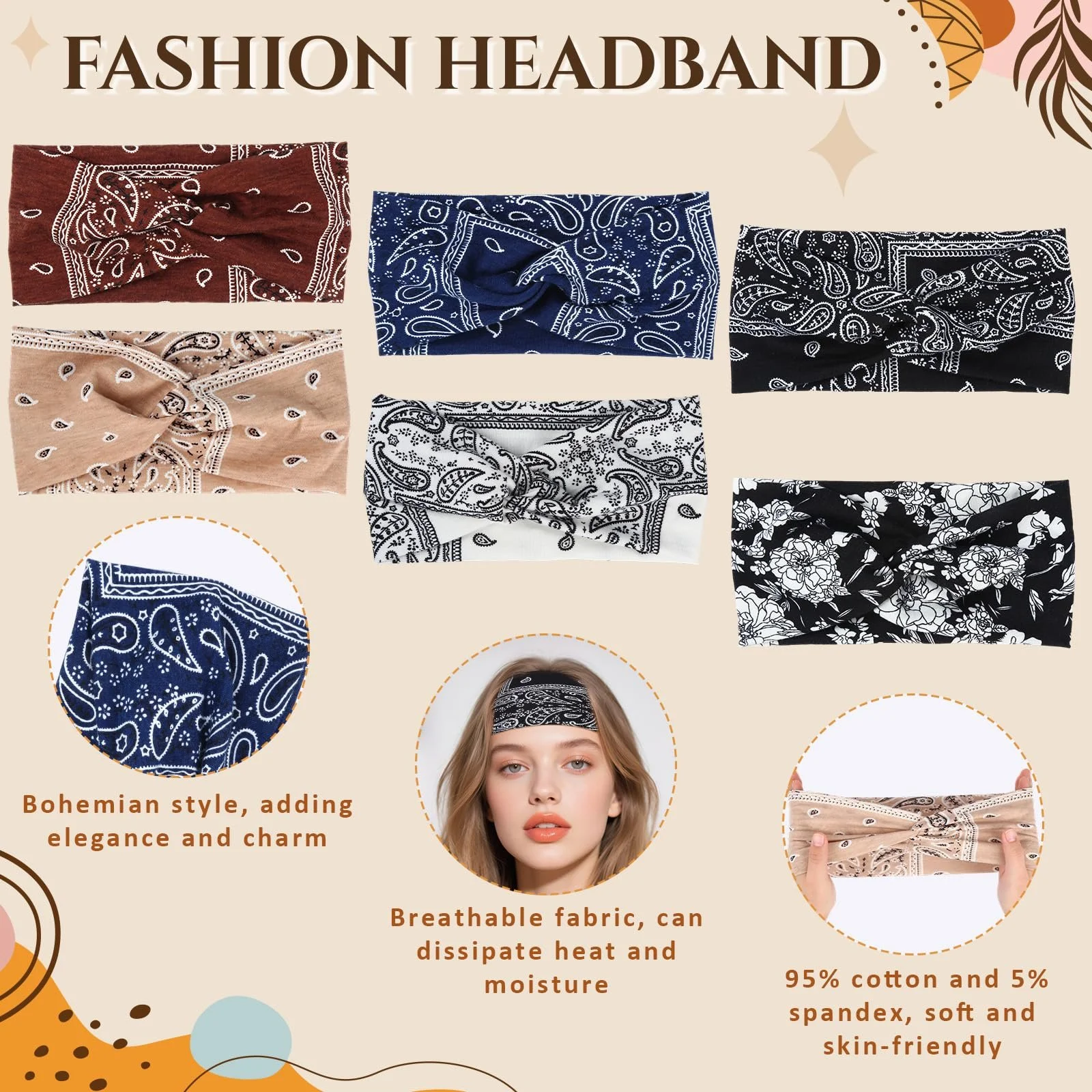 Пов'язка на голову в стилі бохо для жінок, фото №3 Пов'язка на голову в стилі бохо для жінок, фото №3