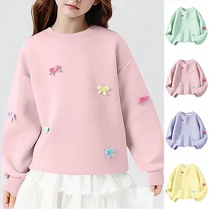 NZYIHAO Свитшот Детский Пуловер для девочек Хлопковый Свитер для малышей Пуловер с длинными рукавами Топы Возраст 4-15 лет synthetic.ua - Фото 1