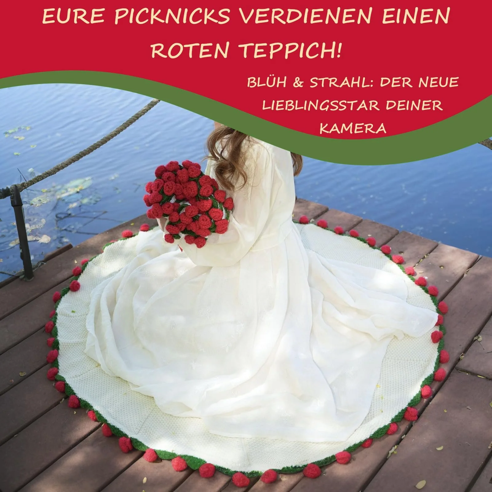 Вязаный крючком букет роз YMXZNB, плед, вязаный крючком букет, романтический вязаный плед с розами, цветочный плед, подарок-букет на свадьбу, день рождения, День матери, фото №4