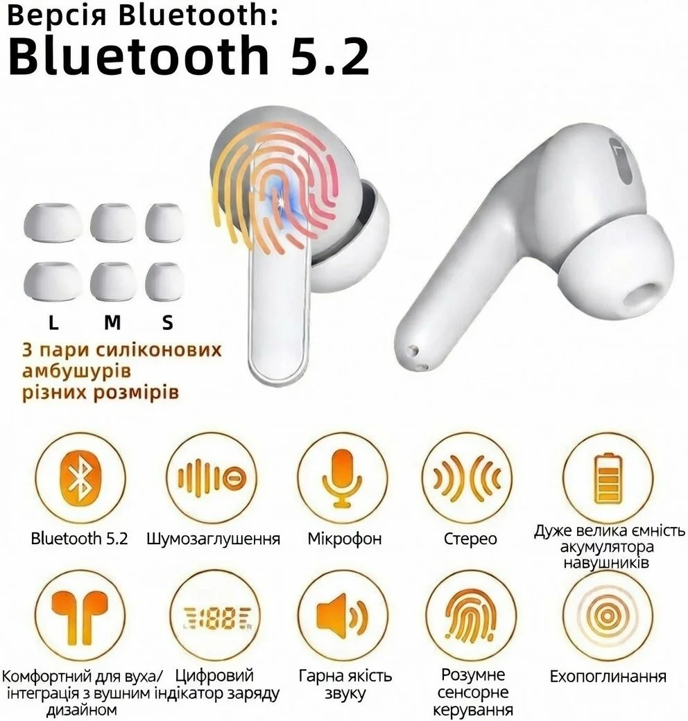 Бездротові навушники TWS Quality Park CS121 / Bluetooth 5.2 / Вологозахист / До 35 годин роботи від кейсу / Білі, фото №2 Бездротові навушники TWS Quality Park CS121 / Bluetooth 5.2 / Вологозахист / До 35 годин роботи від кейсу / Білі, фото №2