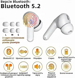 Бездротові навушники TWS Quality Park CS121 / Bluetooth 5.2 / Вологозахист / До 35 годин роботи від кейсу / Білі ціна на synthetic.ua - Фото 1 Бездротові навушники TWS Quality Park CS121 / Bluetooth 5.2 / Вологозахист / До 35 годин роботи від кейсу / Білі synthetic.ua - Фото 1