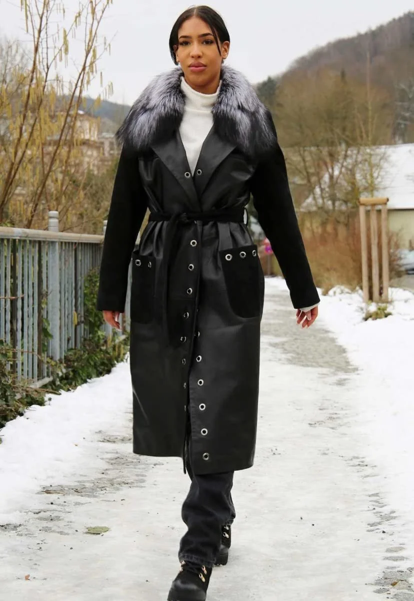 Кожаное пальто Hollert Coco Женское Черный Lamb Nappa Suede Butter-Soft, фото №3 Кожаное пальто Hollert Coco Женское Черный Lamb Nappa Suede Butter-Soft, фото №3