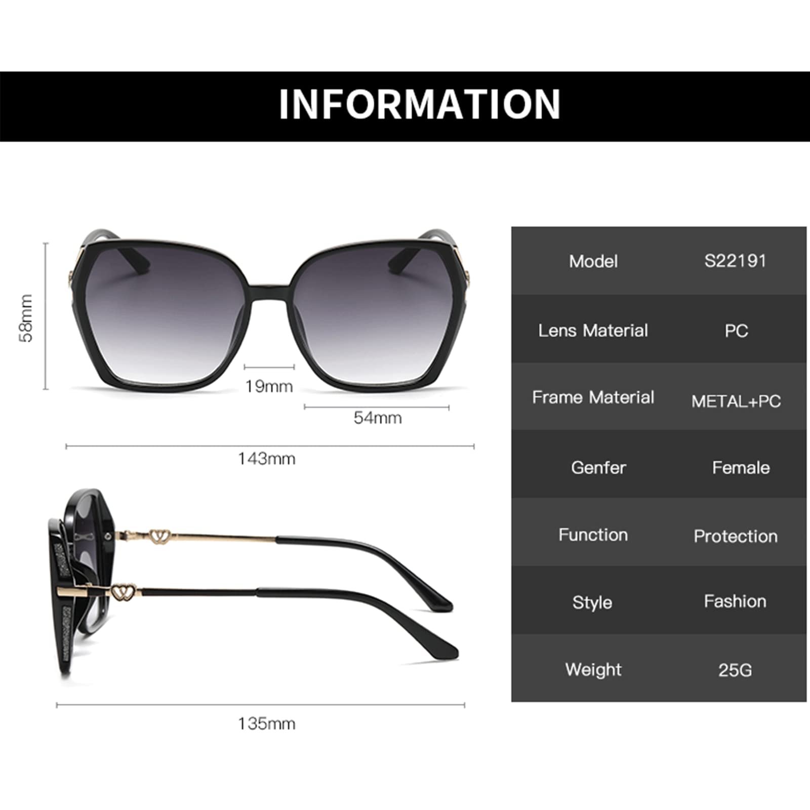 Вінтажні великі елегантні незвичайні сонцезахисні окуляри YAMEIZE для жінок і чоловіків, фото №3