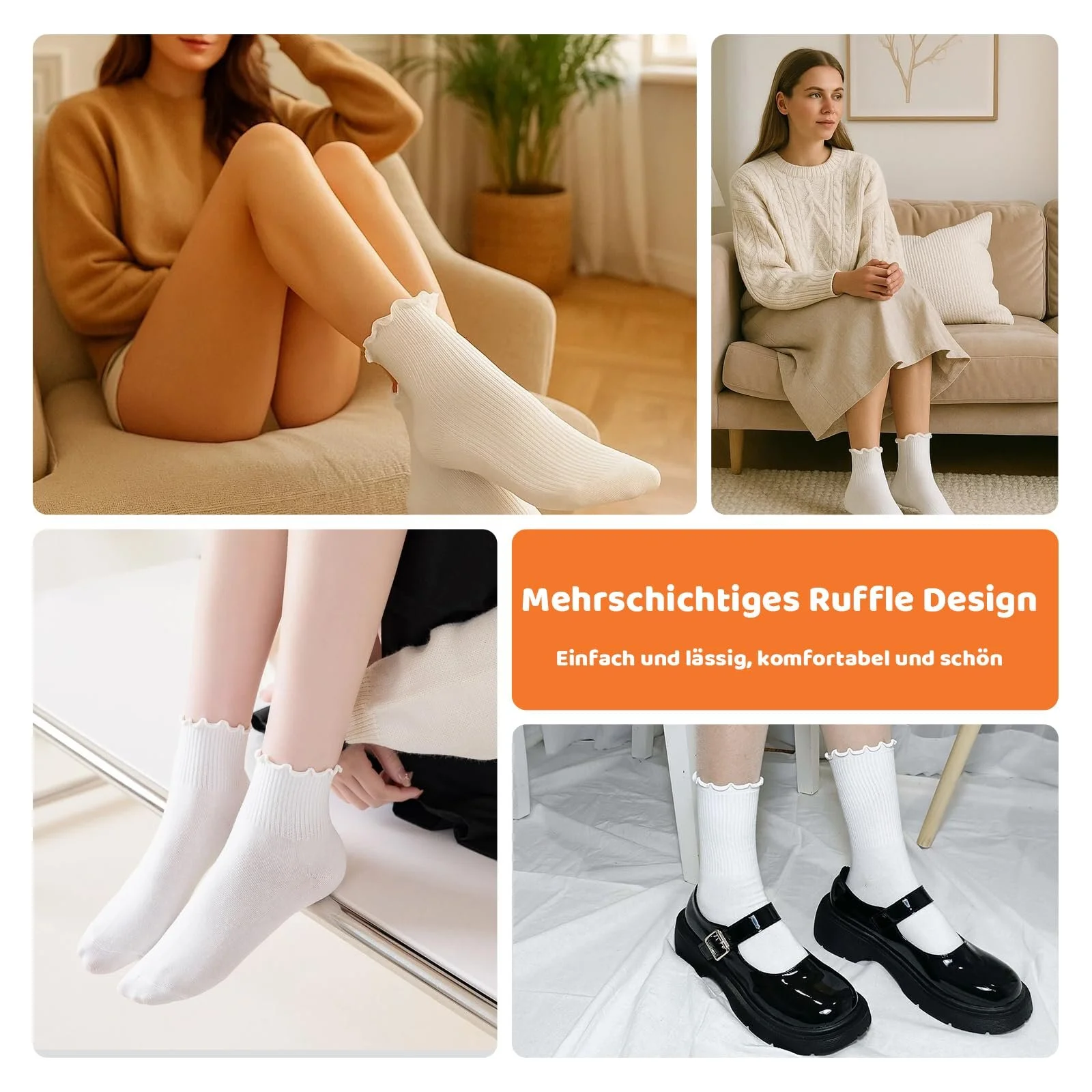 Шкарпетки з рюшами Жіночі Білі, 8 пар, фото №6