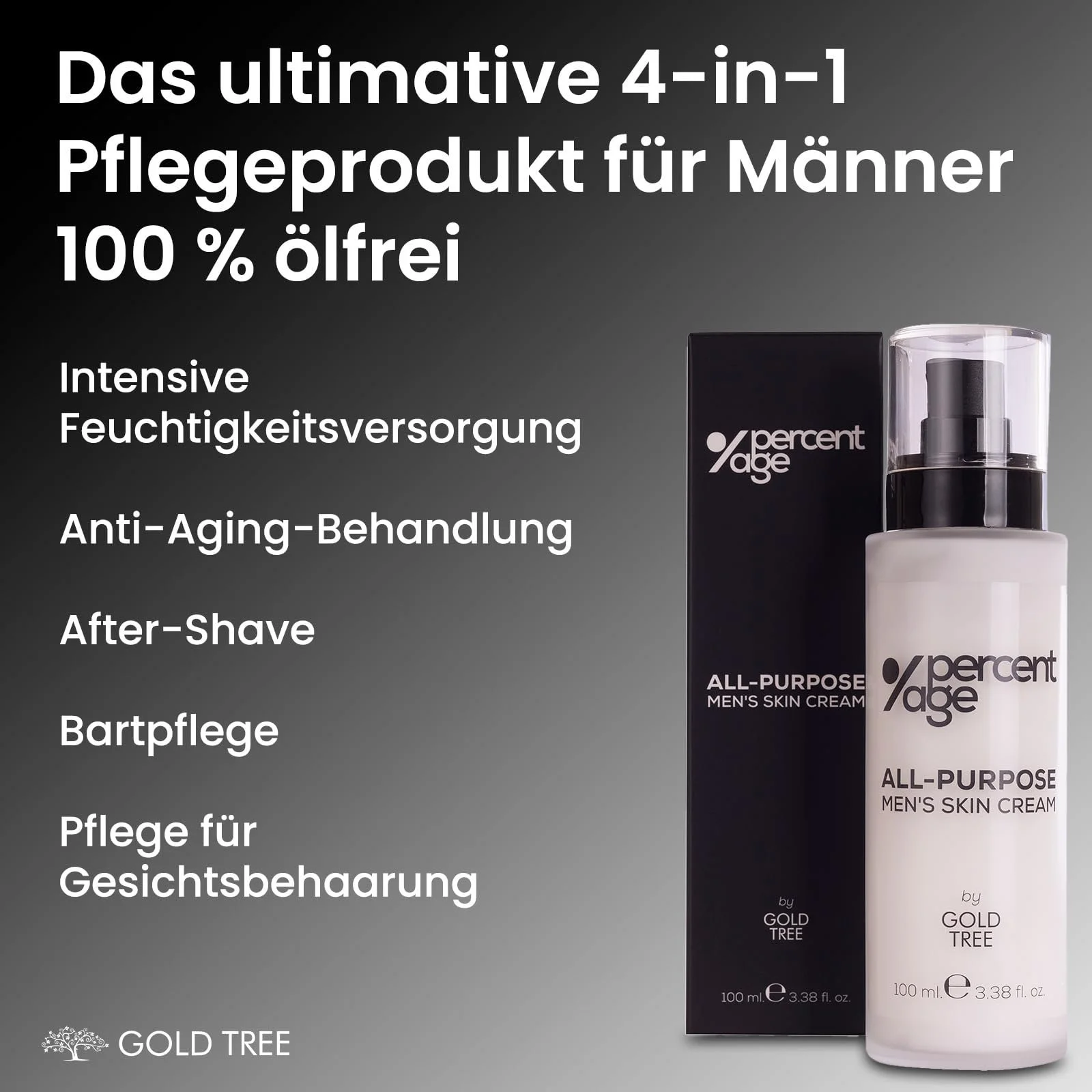Денний крем Percent Age Face Cream Men антивіковий зволожуючий з гіалуроновою кислотою 100 мл, фото №2