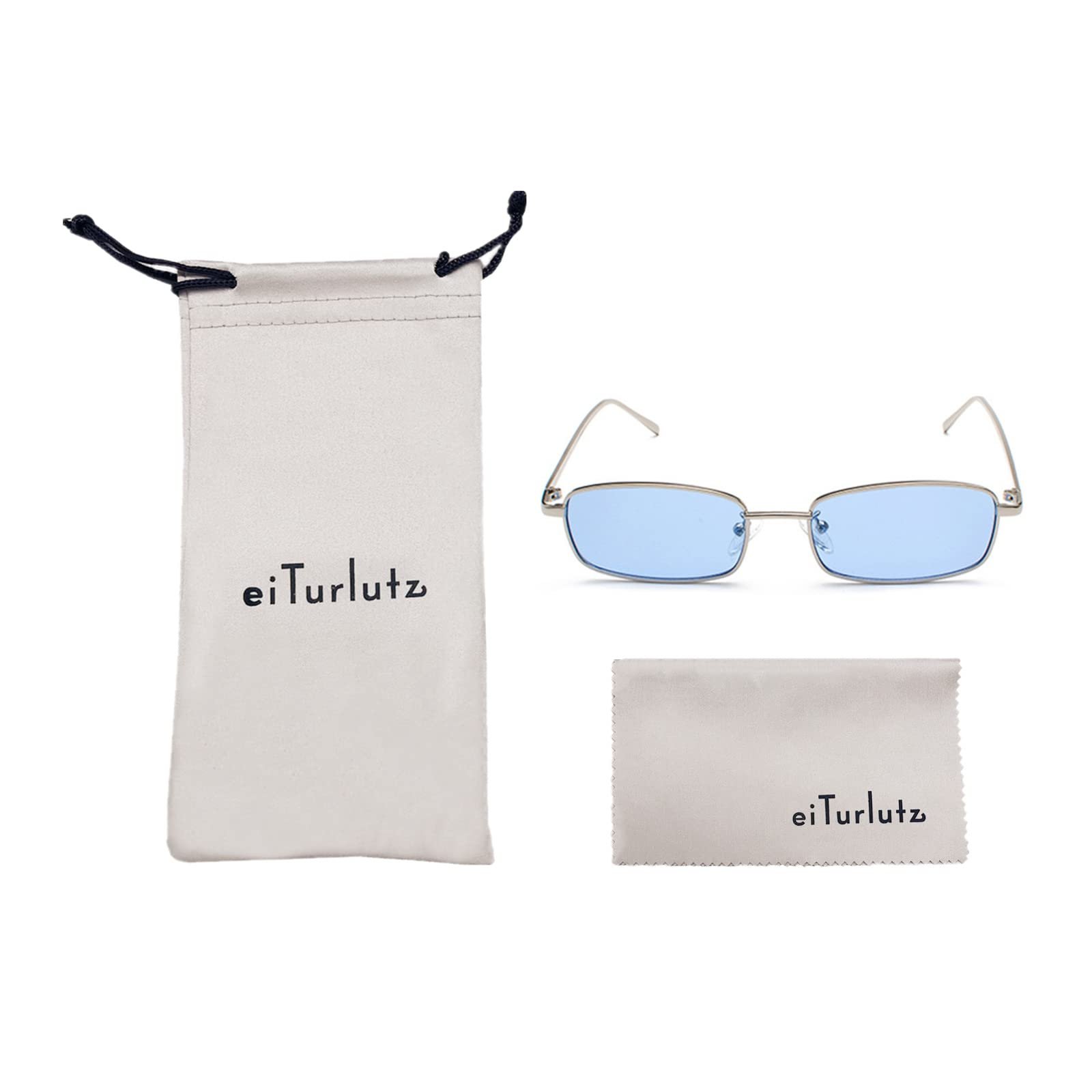 Классические прямоугольные солнцезащитные очки eiTurlutz Ретро Тонкая металлическая оправа Винтажные, фото №5