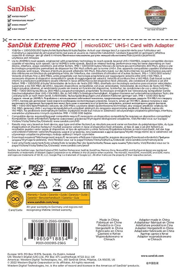 Карта памяти SanDisk Extreme PRO microSDXC UHS-I 256 GB, фото №6 Карта памяти SanDisk Extreme PRO microSDXC UHS-I 256 GB, фото №6