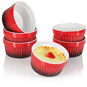 Набор форм для рагу com-four® жаропрочные для крем-брюле Красный и оранжевый - Фото 1