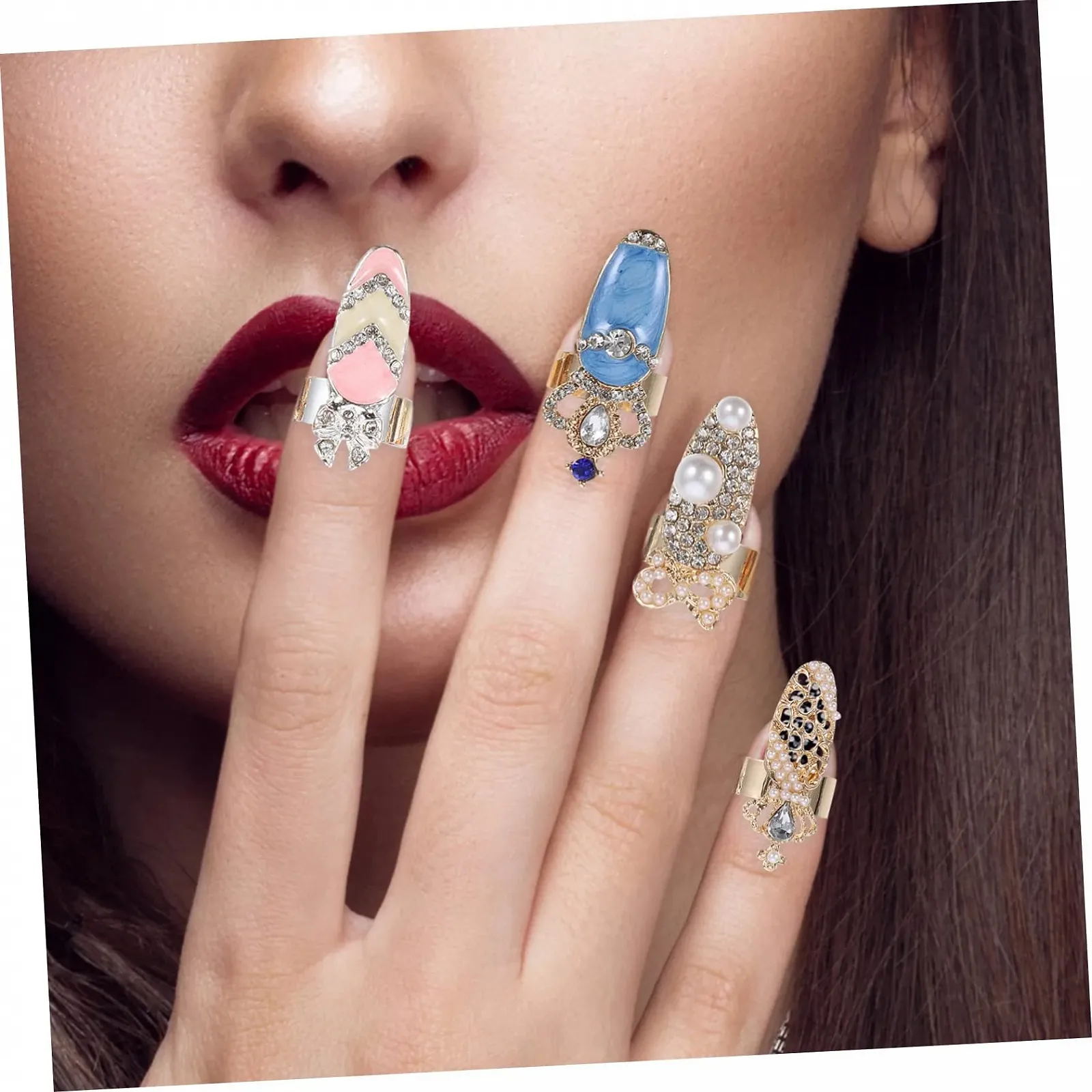 Кольца для ногтей Modeaccessoires 12 штук со стразами, нежные кольца для ногтей для женщин и взрослых, простые в использовании без клея для вечеринок и повседневной жизни, фото №6 Кольца для ногтей Modeaccessoires 12 штук со стразами, нежные кольца для ногтей для женщин и взрослых, простые в использовании без клея для вечеринок и повседневной жизни, фото №6