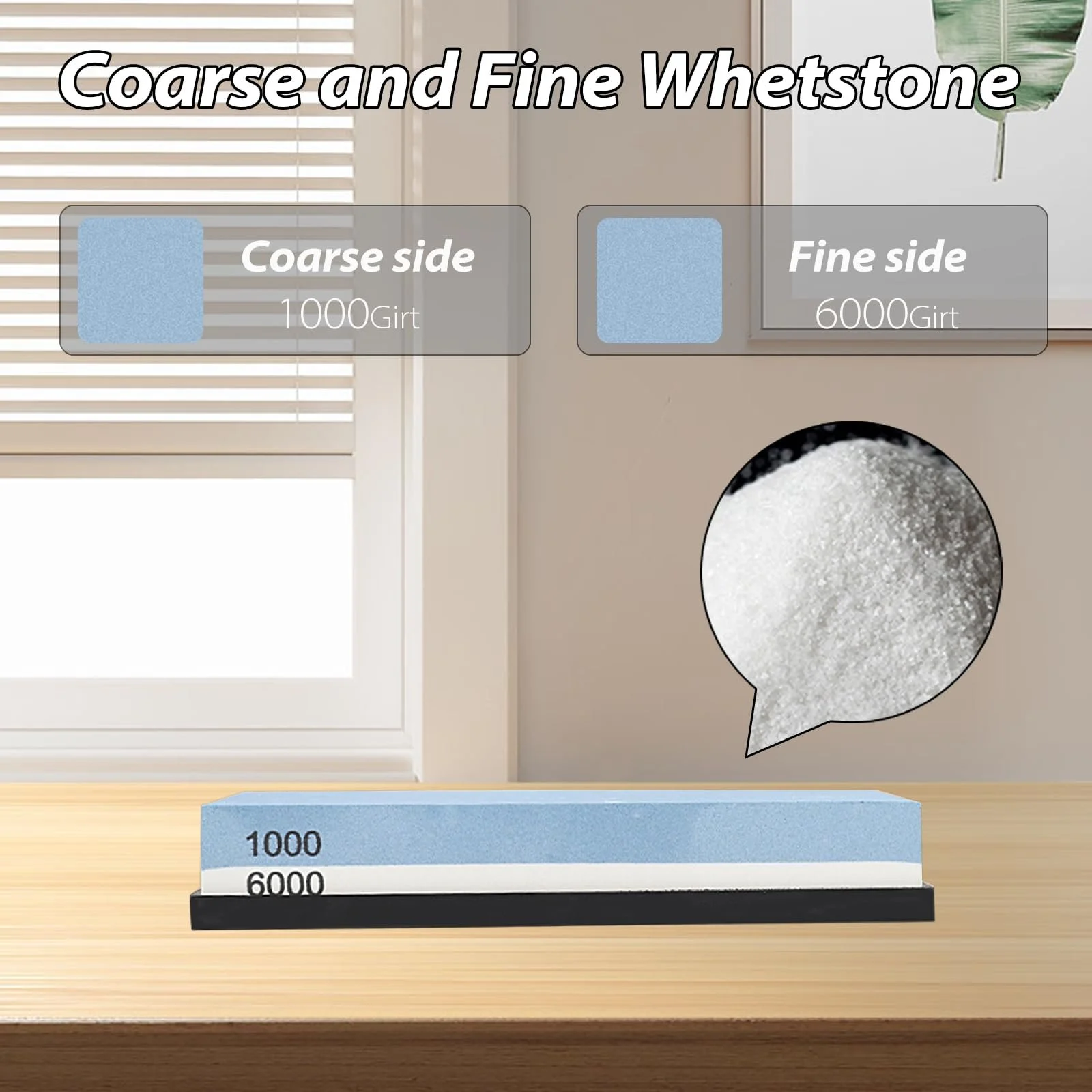 Набір точильних каменів 1000/6000 з направляючою для ножа та нековзкою силіконовою основою, фото №2