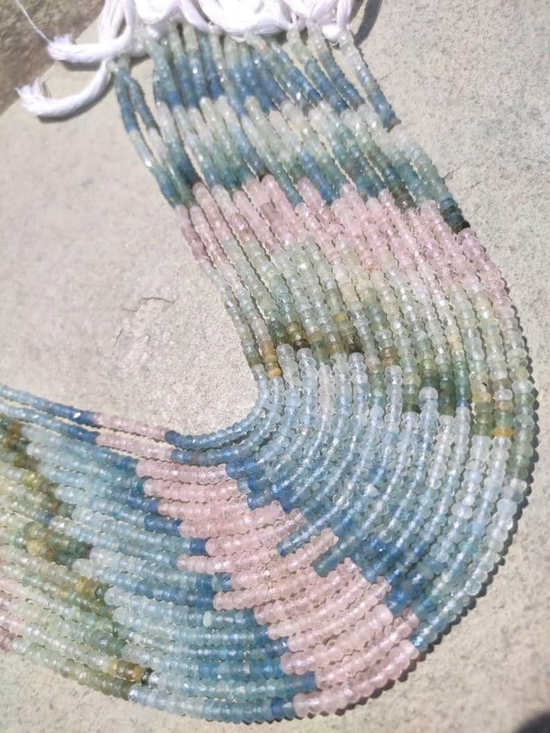 Бусины Аквамарин Натуральный граненые рондель 4 мм, фото №2