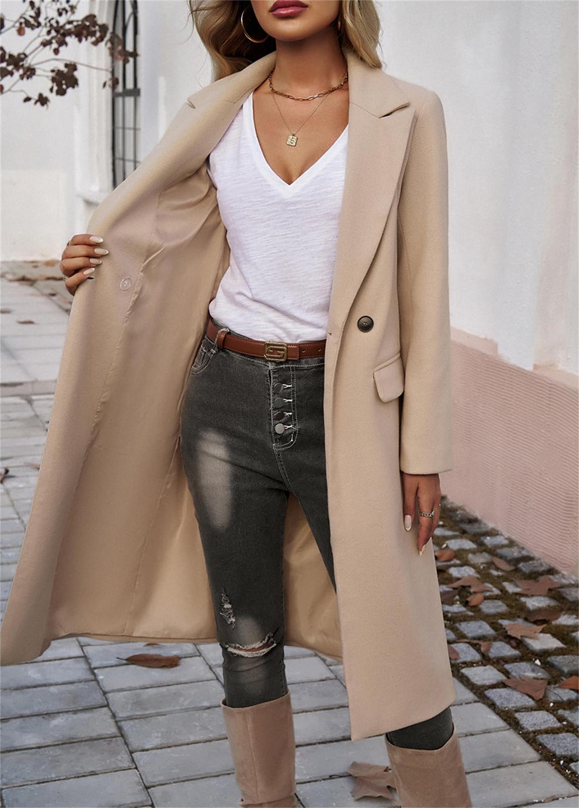 Тренч Женский с лацканами на пуговицах Осенне-зимний Длинный с карманами, фото №5