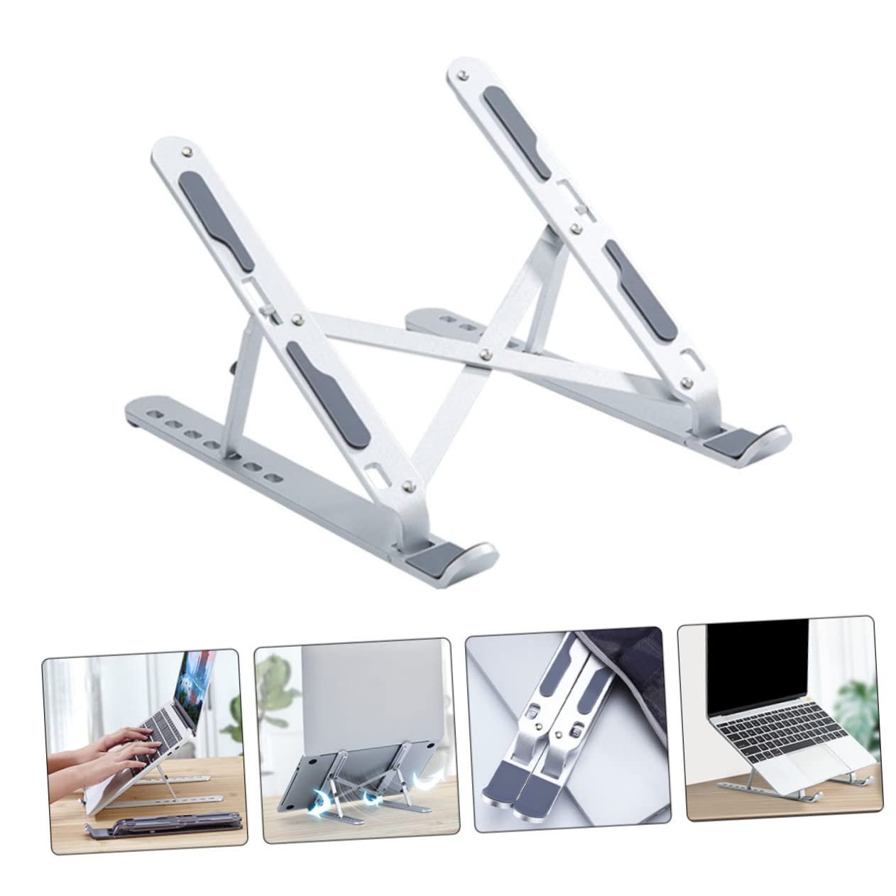 Підставка для ноутбука Gatuida Алюмінієвий сплав, обертова, складна, регульована, з розсіюванням тепла, портативна для офісу та дому, фото №5