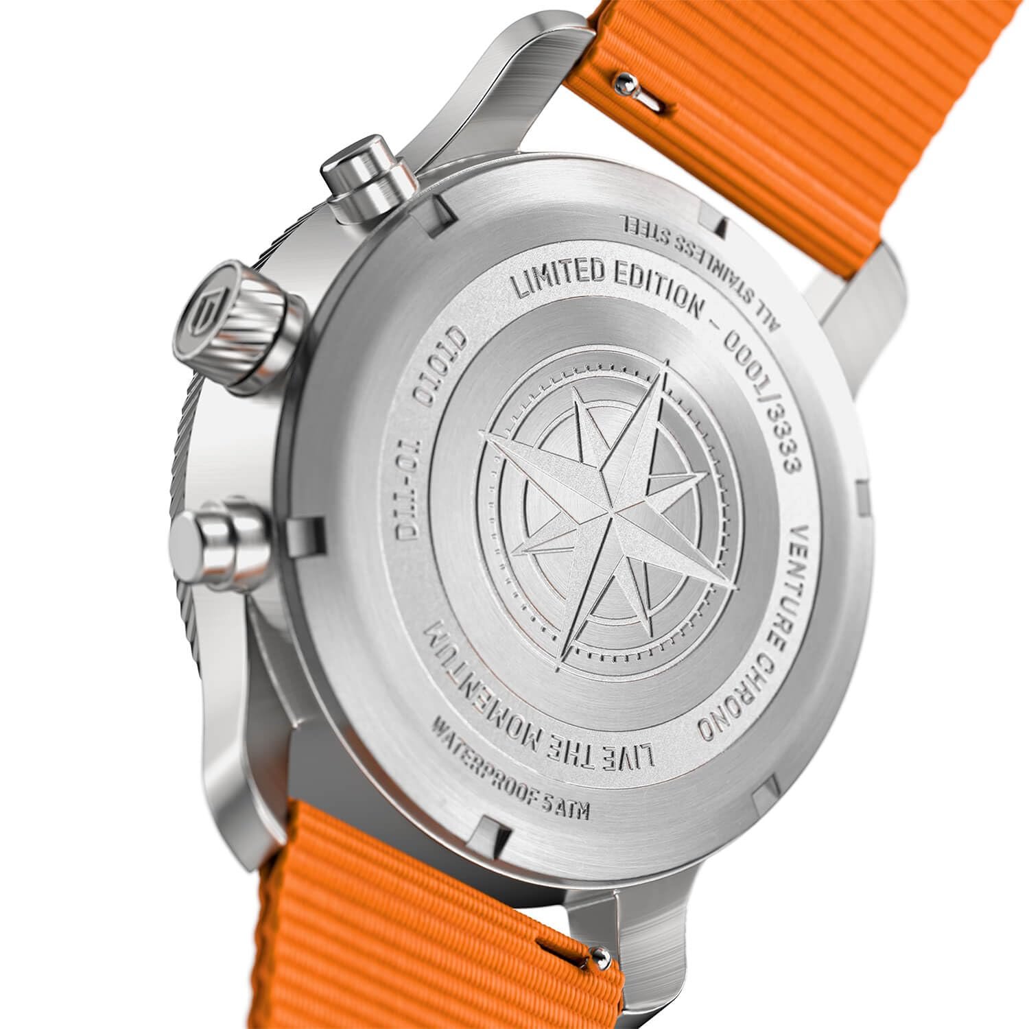 Годинник DeTomaso Venture Chrono LE Білий Синій чоловічий аналоговий кварцовий ремінець помаранчевий, сріблястий, шнурок, фото №4