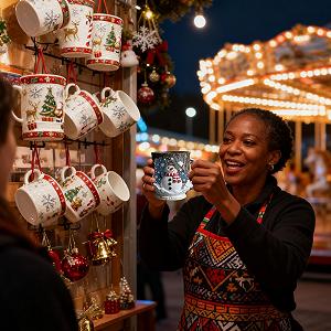 Кружка Рождественская, структура трещин коры, праздничная кружка для напитков | Чайная чашка с дизайном Санта Клауса и текстурой трещин коры | Для путешествий, школы, украшения стола, новоселья, а также для использования в дороге synthetic.ua - Фото 1