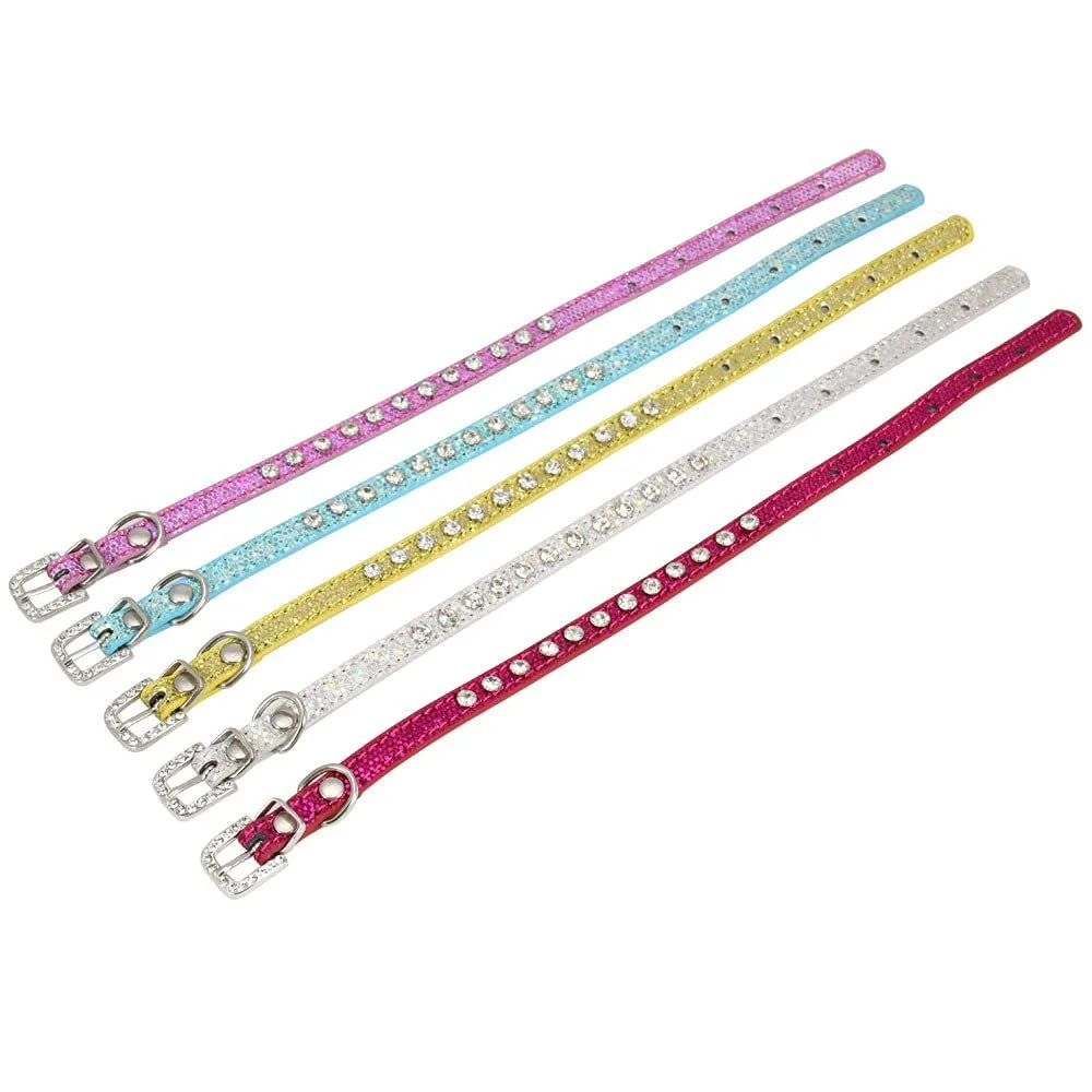Нашийник для котів та собак 2 шт Glitter Fabric з діамантами Adjustable, фото №3