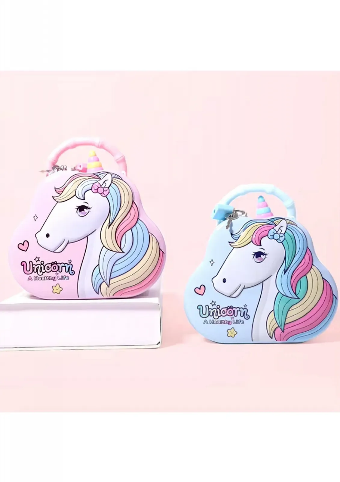 Скарбничка Металева Єдиноріг 13.5 x 7 x 15 см Рожева, фото №6