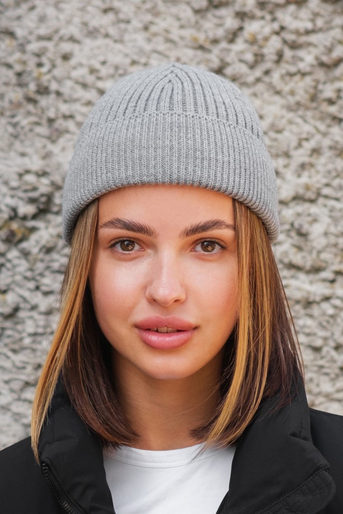 Утеплена трикотажна шапка біні докер на флісі Without Gvido gray, фото №6