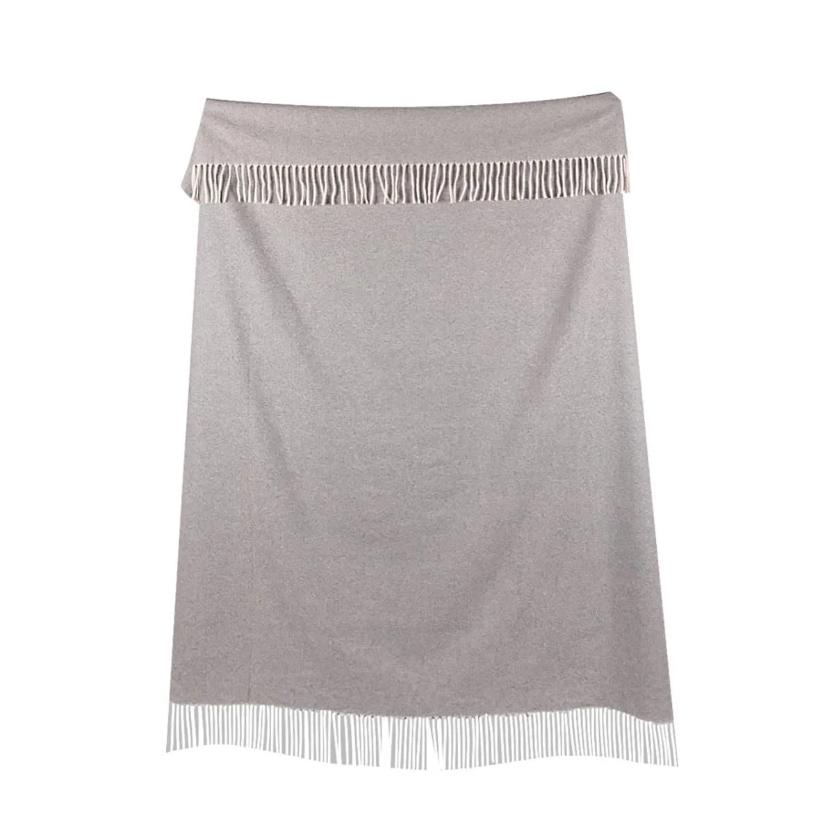 Шерстяной плед Lanavitta Cashmere "Polo" - Роскошный плед и покрывало - Уютный диван и одеяло из 50% шерсти и 50% кашемира - Серый - 140 x 200 см, фото №2