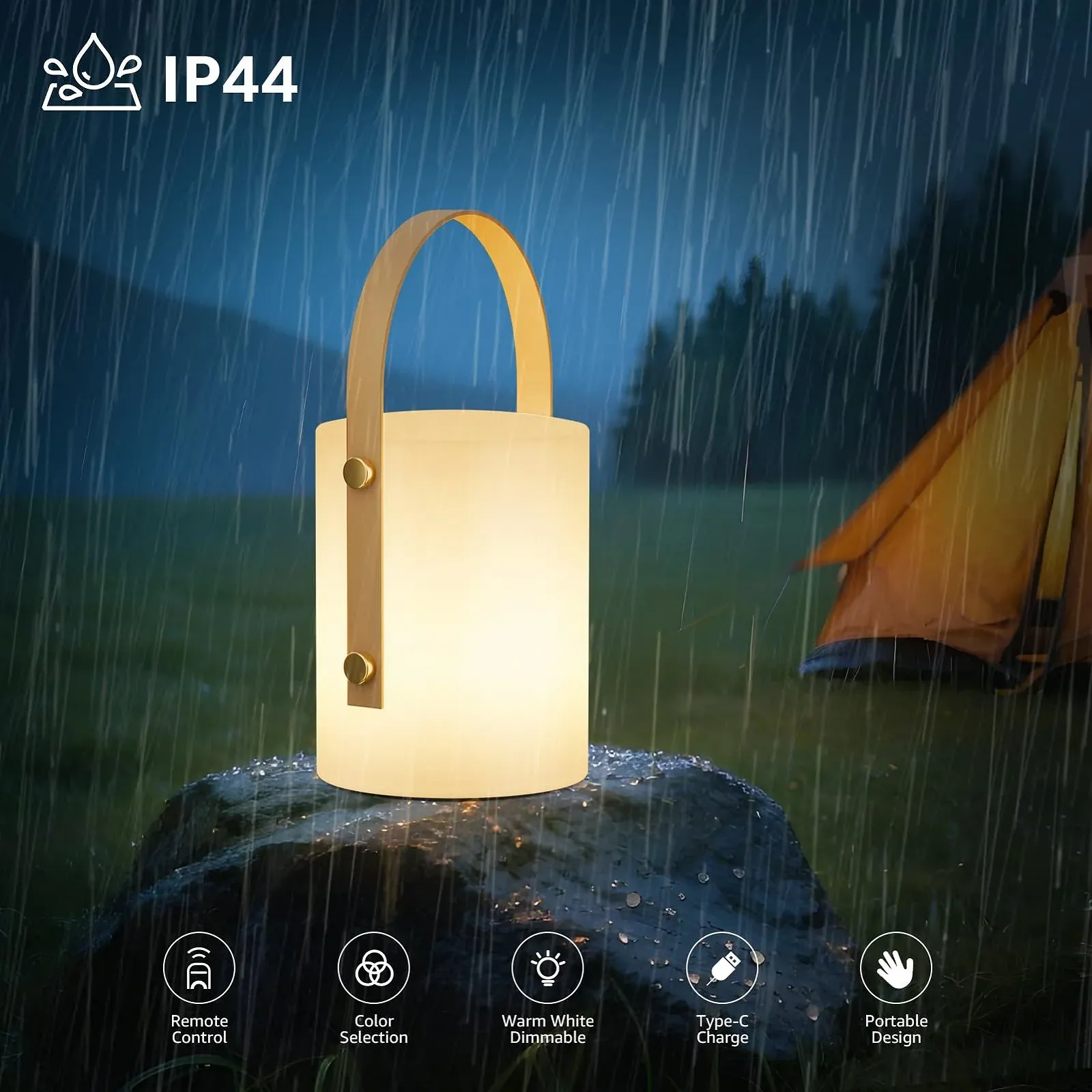 Настільна лампа LED FUYO Акумуляторна Плавне регулювання USB-C Пульт ДК 8 кольорів RGB IP44 Біла Набір з 2 шт., фото №5