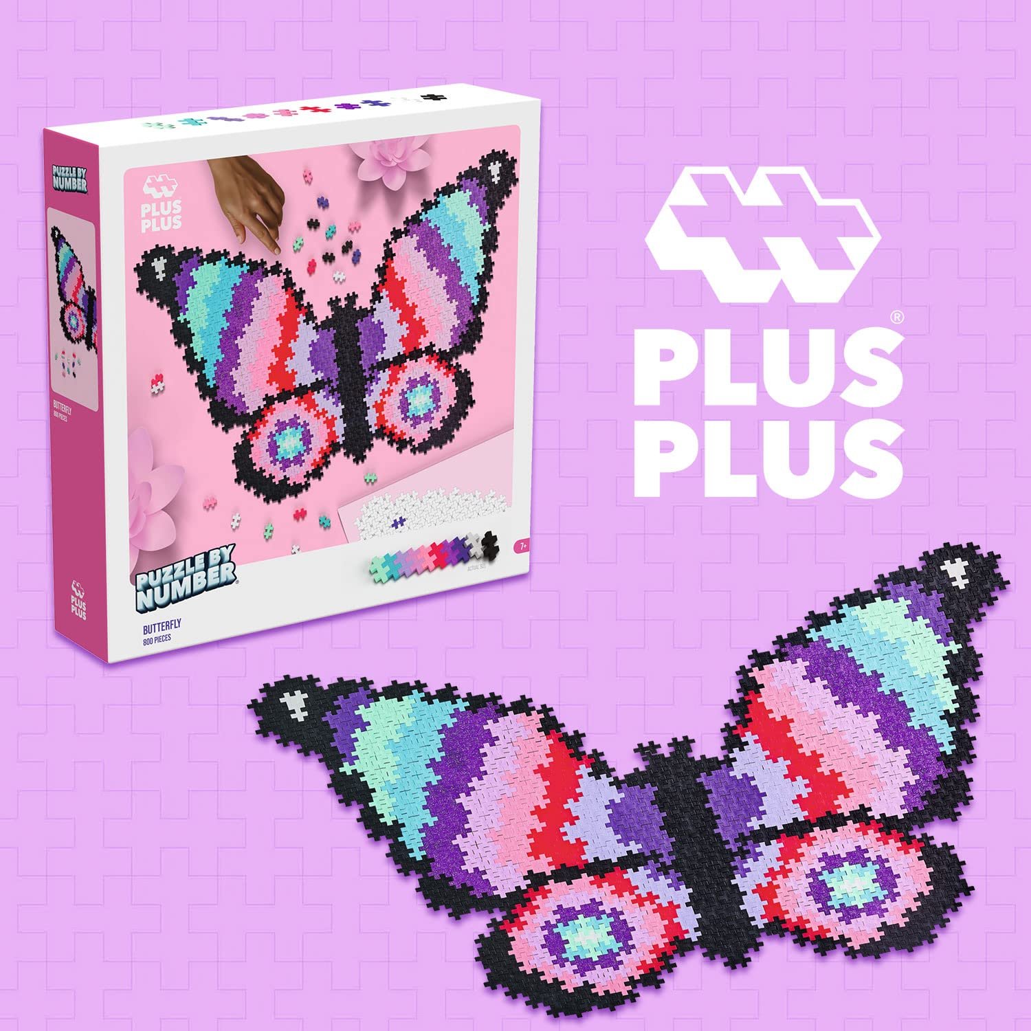 Пазл Plus Plus Бабочка с цифрами 800 деталей для детей от 7 лет, фото №2