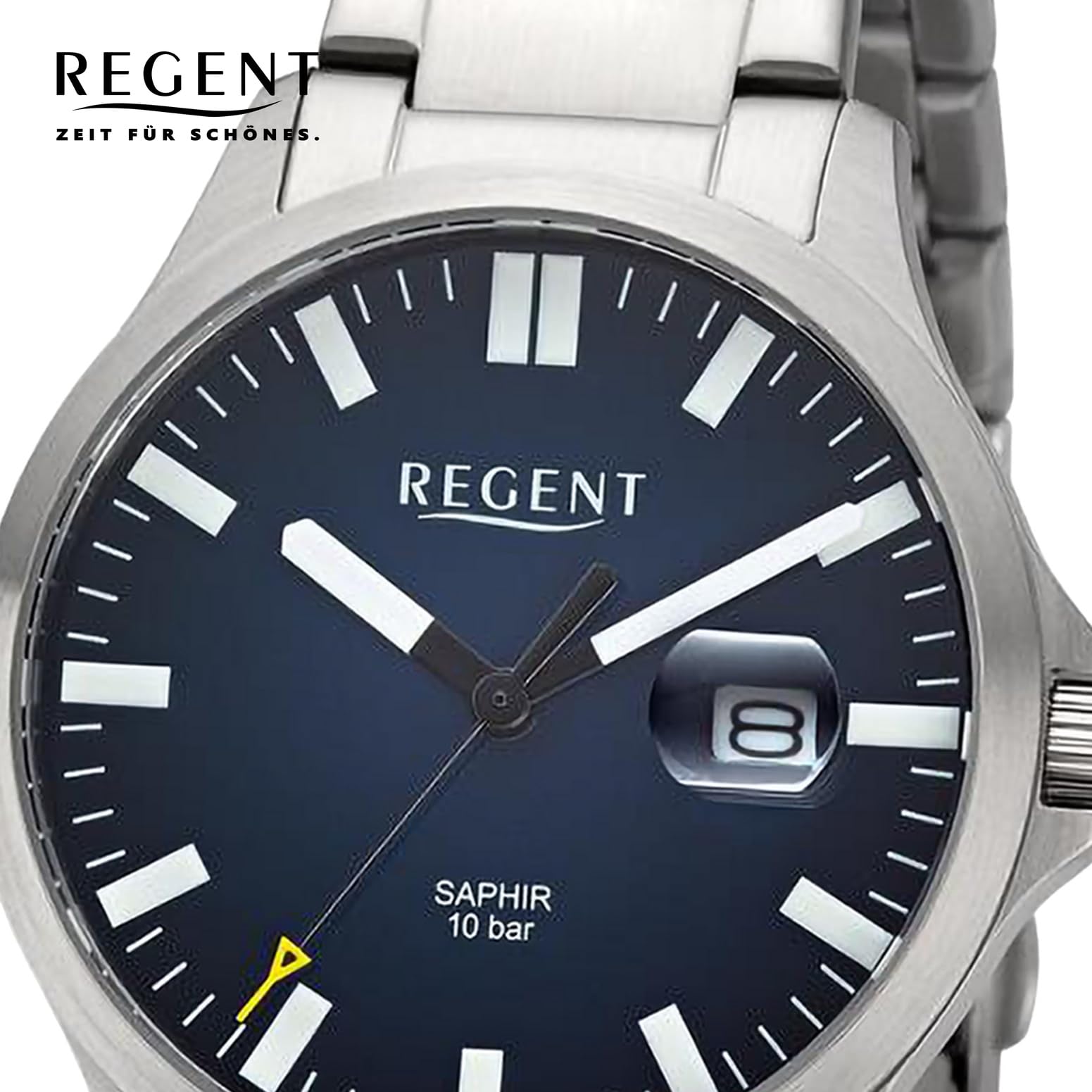 Годинник REGENT Чоловічий 10 Bar 11150776 Сріблясто-синій Браслет, фото №2