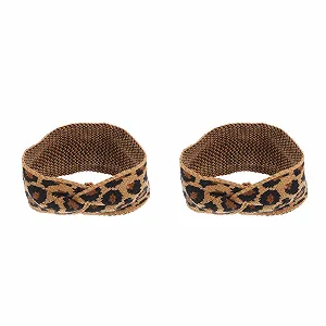 Повязка на голову Вязаная с леопардовым принтом Широкая Теплая Удобная - Фото 1