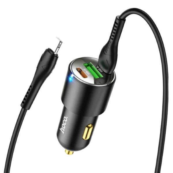 Автомобильное зарядное устройство HOCO NZ6 PD45W 3-port Type-C to iP Черное, фото №1