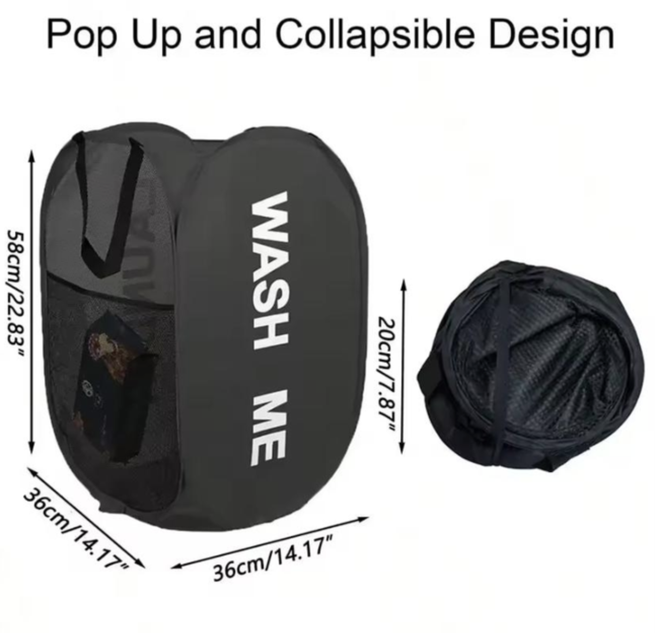 Універсальний кошик-чохол для прання і зберігання білизни 1 шт Чорний, фото №8 Універсальний кошик-чохол для прання і зберігання білизни 1 шт Чорний, фото №8