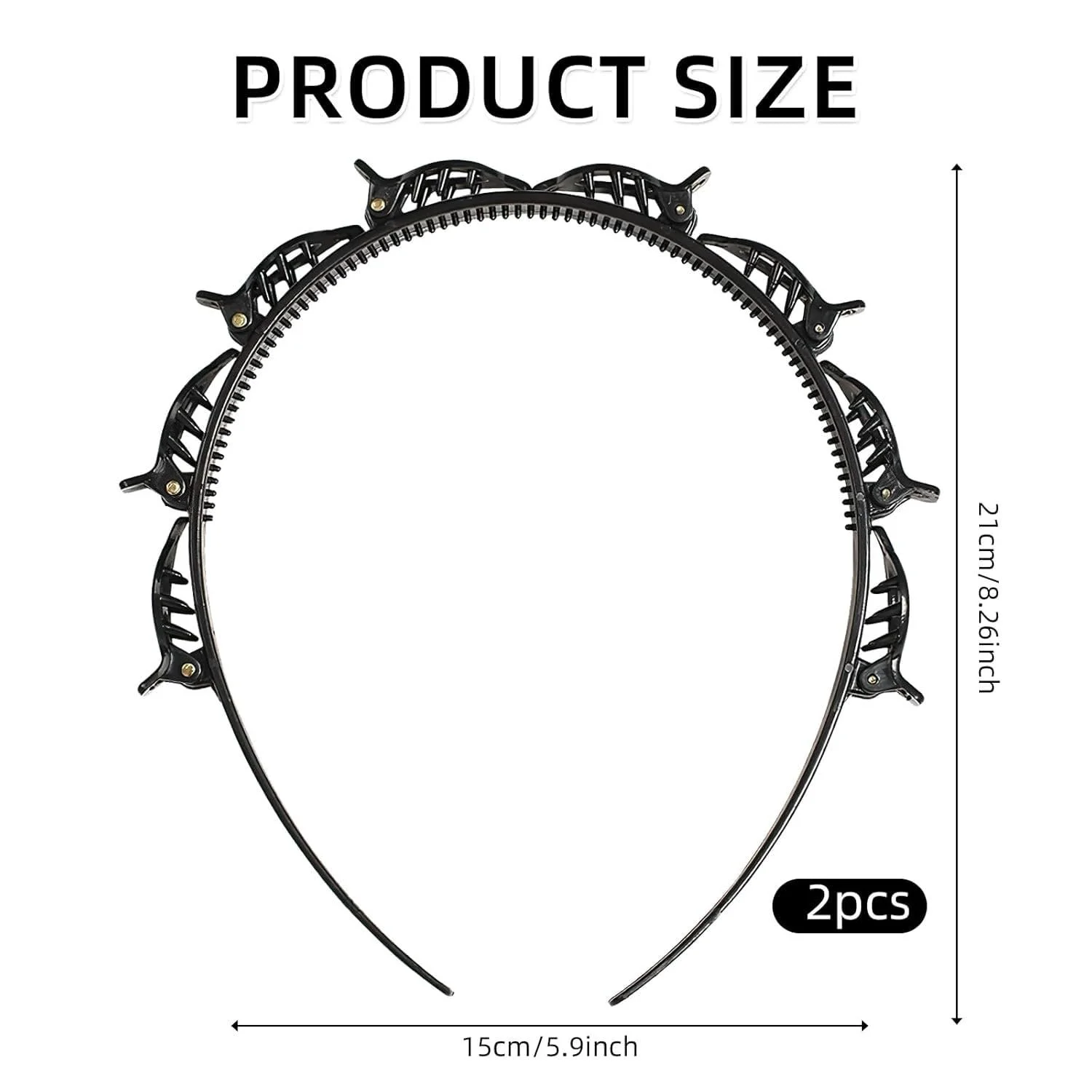 Набір обручів для волосся з затискачами (2 шт.), фото №2