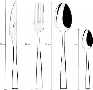 Набір столових приборів MONIX Siena, 24 предмети, нержавіюча сталь, сучасний дизайн, полірована обробка на 6 персон, товщина 3 мм, сріблястий synthetic.ua - Фото 1