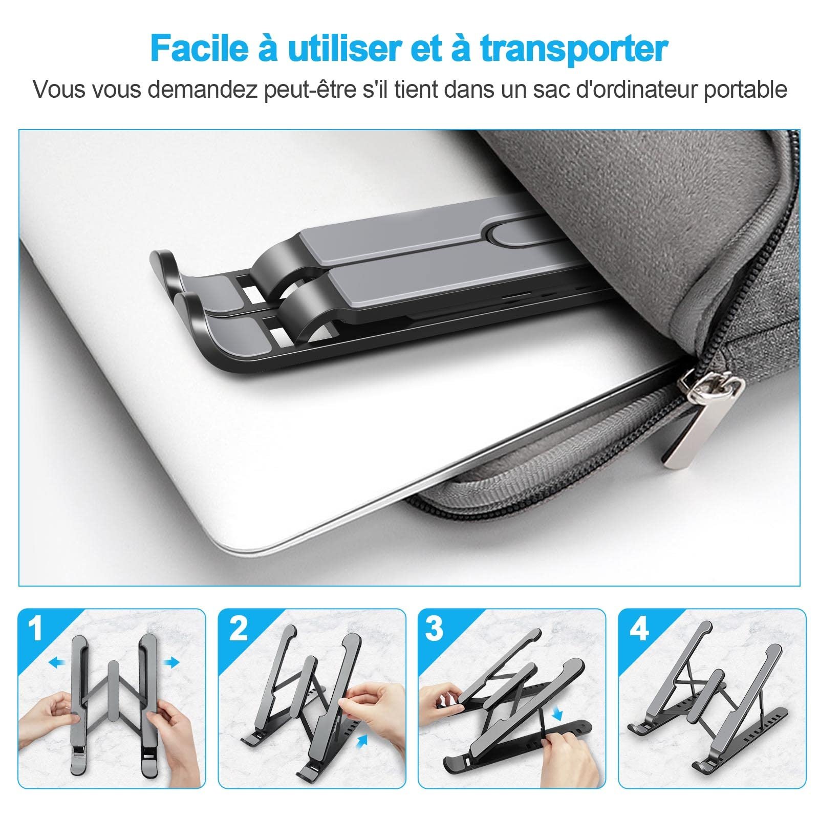 Подставка для ноутбука, регулируемая на 8 уровней, силиконовая нескользящая подставка для ноутбука, совместимая с MacBook, Lenovo, HP, другими ноутбуками и планшетами от 10" до 15,6", фото №7